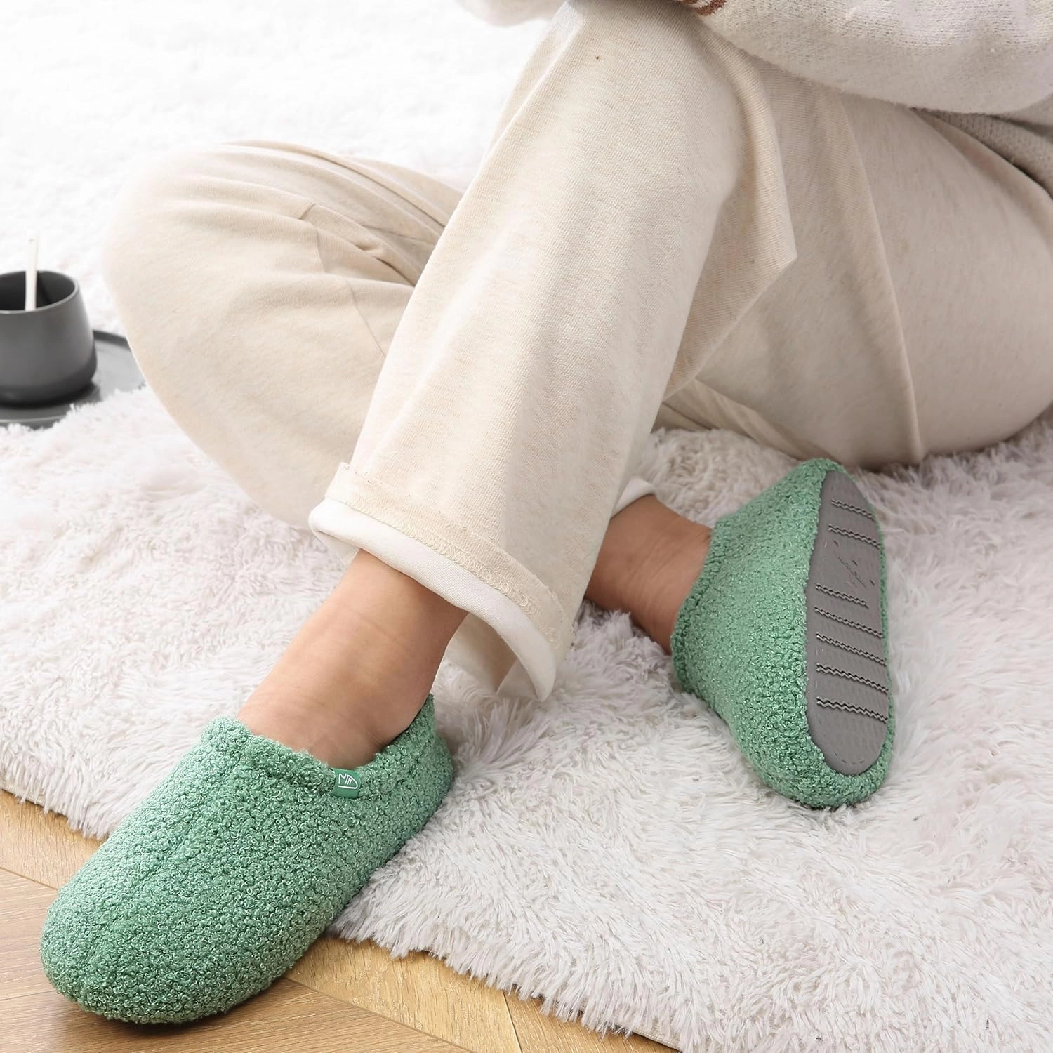 Memory Foam Slippers Indoor Women's Curly Fleece Home Shoes Soft Warm House Slippers