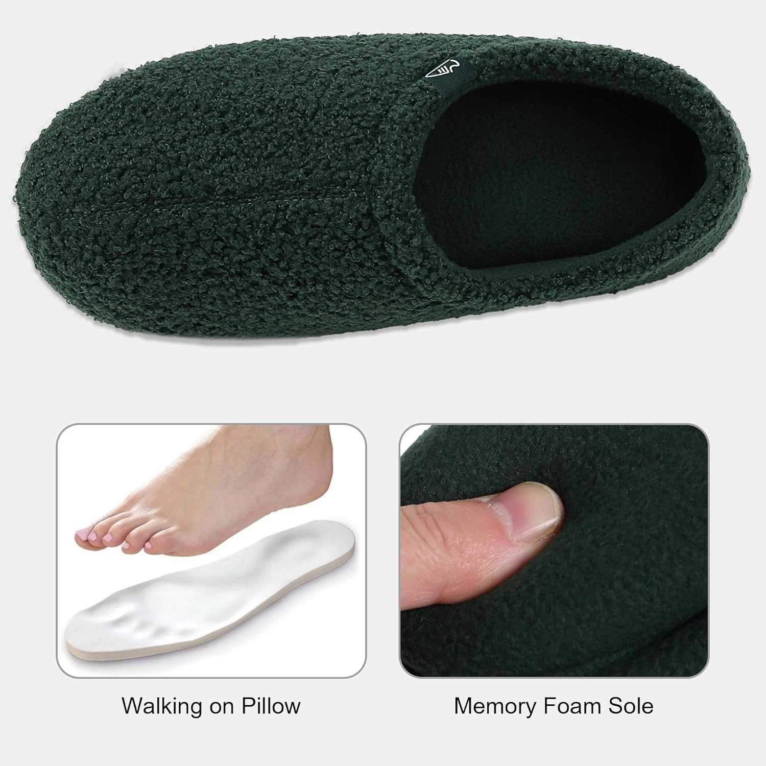 Memory Foam Slippers Indoor Women's Curly Fleece Home Shoes Soft Warm House Slippers