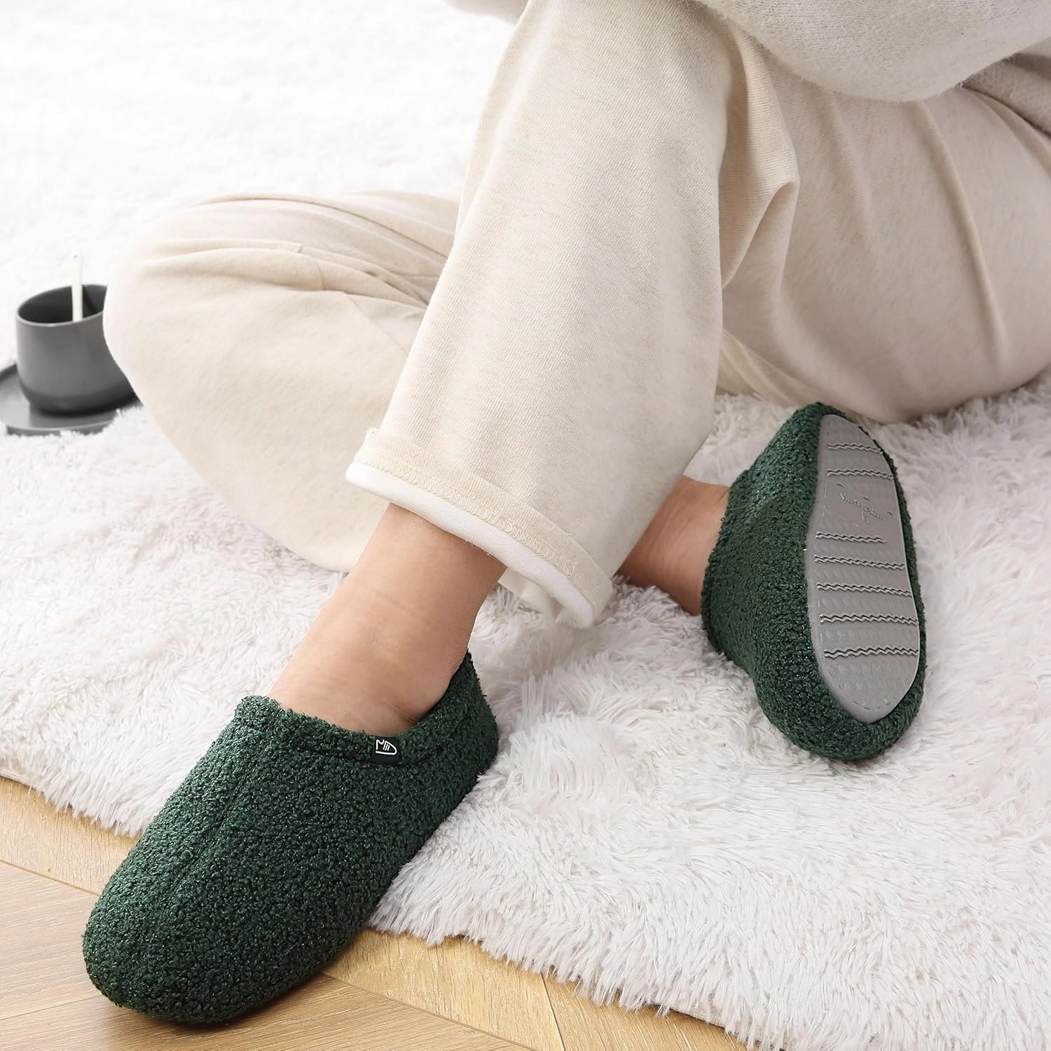 Memory Foam Slippers Indoor Women's Curly Fleece Home Shoes Soft Warm House Slippers