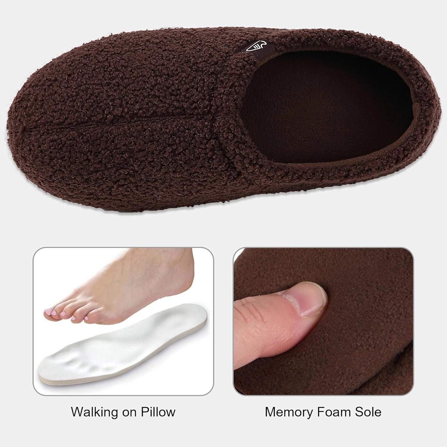 Memory Foam Slippers Indoor Women's Curly Fleece Home Shoes Soft Warm House Slippers