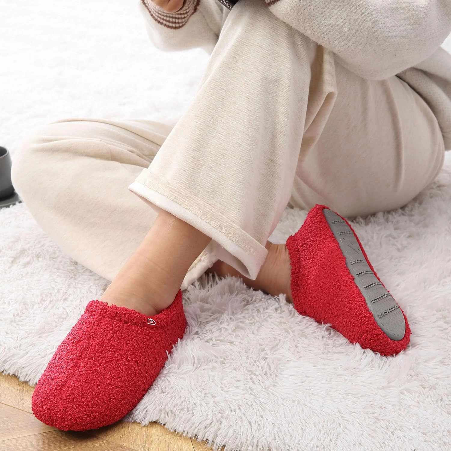 Memory Foam Slippers Indoor Women's Curly Fleece Home Shoes Soft Warm House Slippers