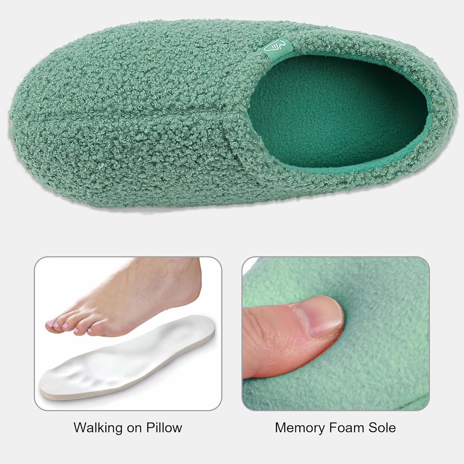 Memory Foam Slippers Indoor Women's Curly Fleece Home Shoes Soft Warm House Slippers