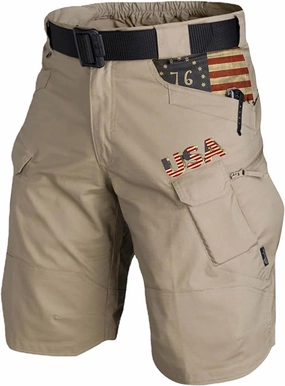 Men's 4th of July Cargo Shorts Patriotic Tactical Shorts Zipper Pockets Hiking Shorts Stretchy Waist Pants