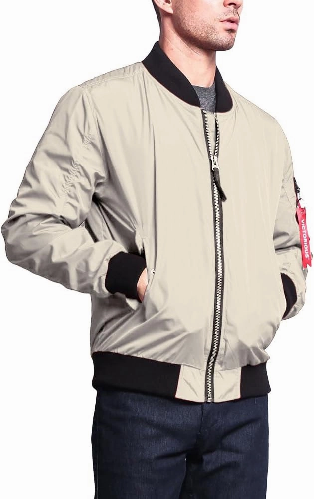 Men's Contrast Lightweight Bomber Flight Jacket