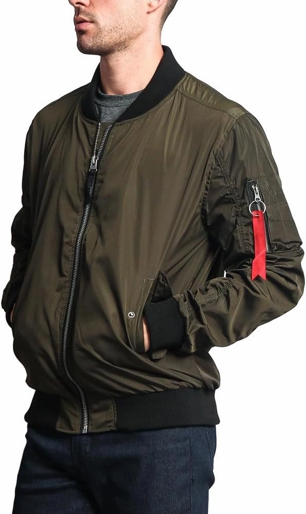 Men's Contrast Lightweight Bomber Flight Jacket