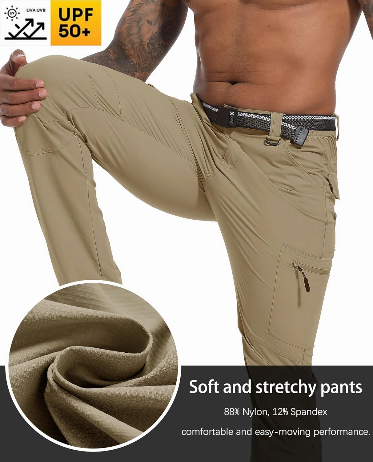 Men's Hiking Tactical Cargo Work Pants Quick Dry Waterproof Lightweight Travel Fishing Camping Outdoor Pants