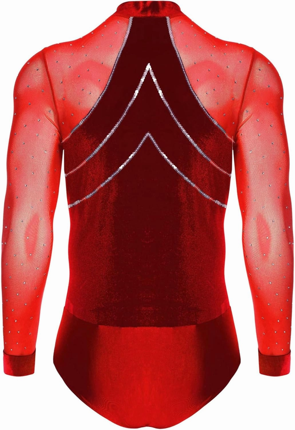 Men's Latin Dance Costume V Neck Shiny Bodysuit Cha Cha Rumba Samba Dancing Leotard Shirt