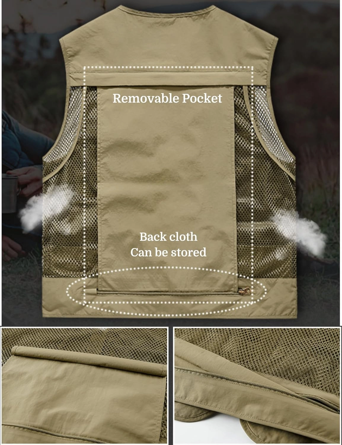 Men's Lightweight Mesh Fishing Vest Utility Outdoor Multi-Pocket Hunting Cargo Vest