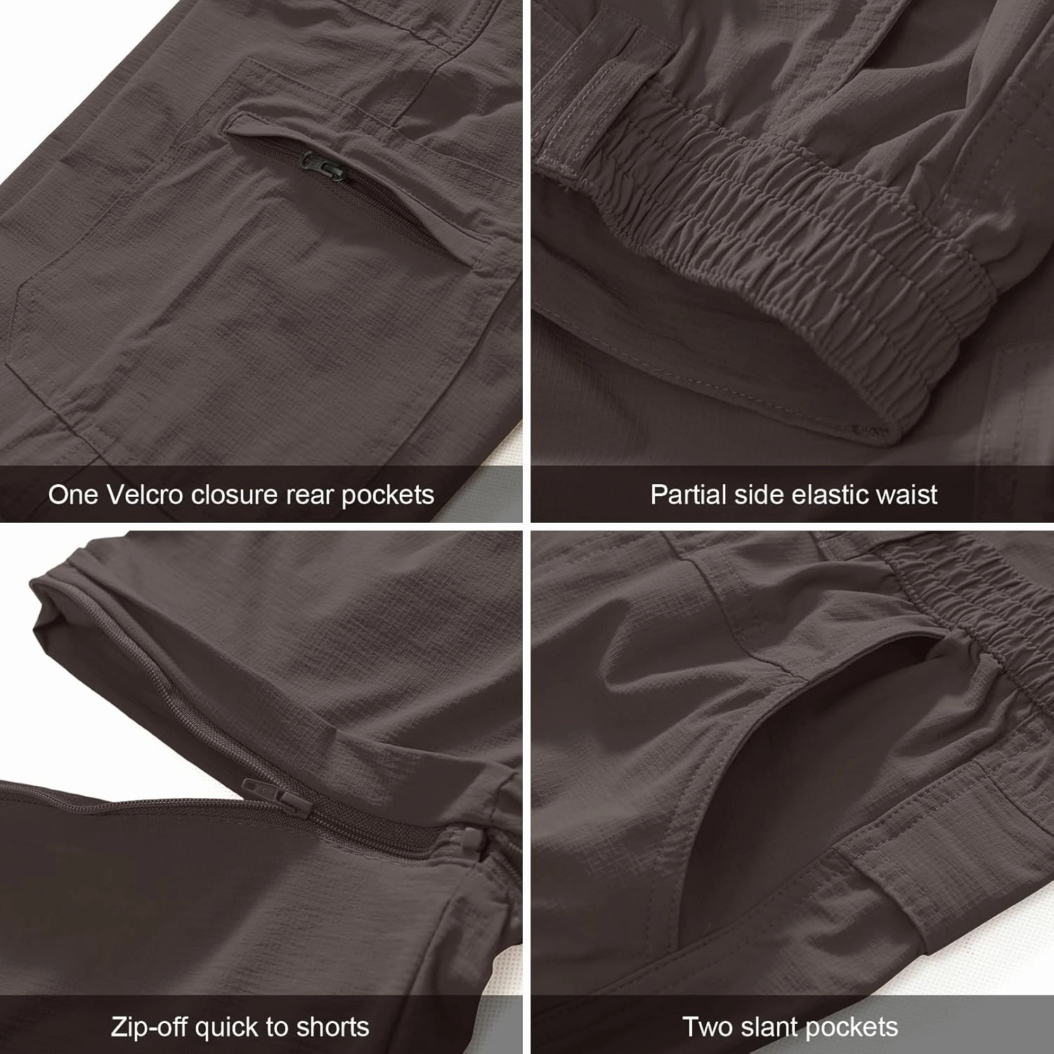 Men's Outdoor Quick Dry Convertible Lightweight Hiking Fishing Zip Off Safari Trousers