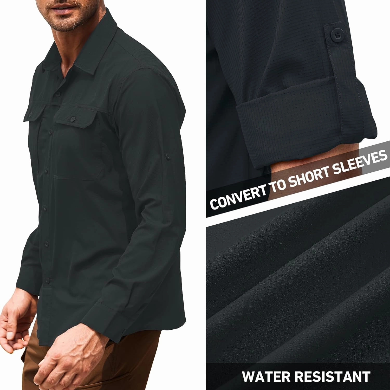Men's Safari Hiking UPF 50  UV Long Sleeve Work Shirt Lightweight Quick Dry Cooling Outdoor Sun Protection Fishing Shirts