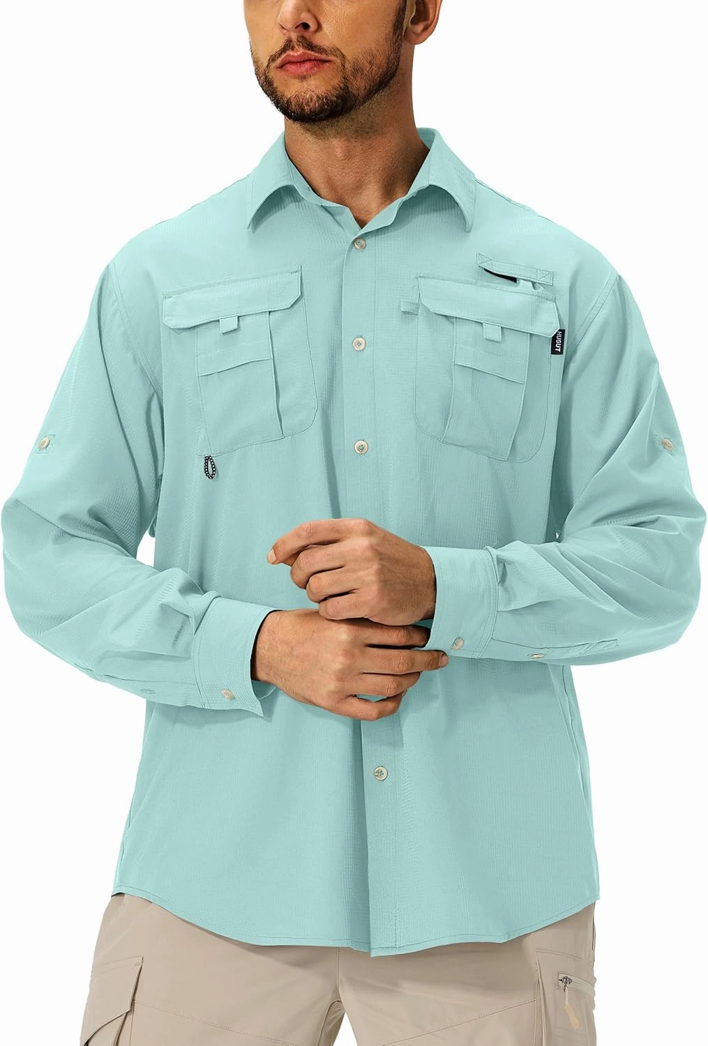 Men's Sun Protection Fishing Shirts Lightweight Long Sleeve UPF 50  Travel Work Hiking Shirts with Pockets