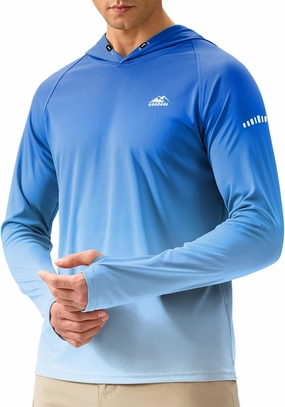 Men's Sun Protection Hoodie Shirt UPF 50  Long Sleeve Fishing Rash Guard UV SPF Summer Lightweight Hiking Shirt for Men