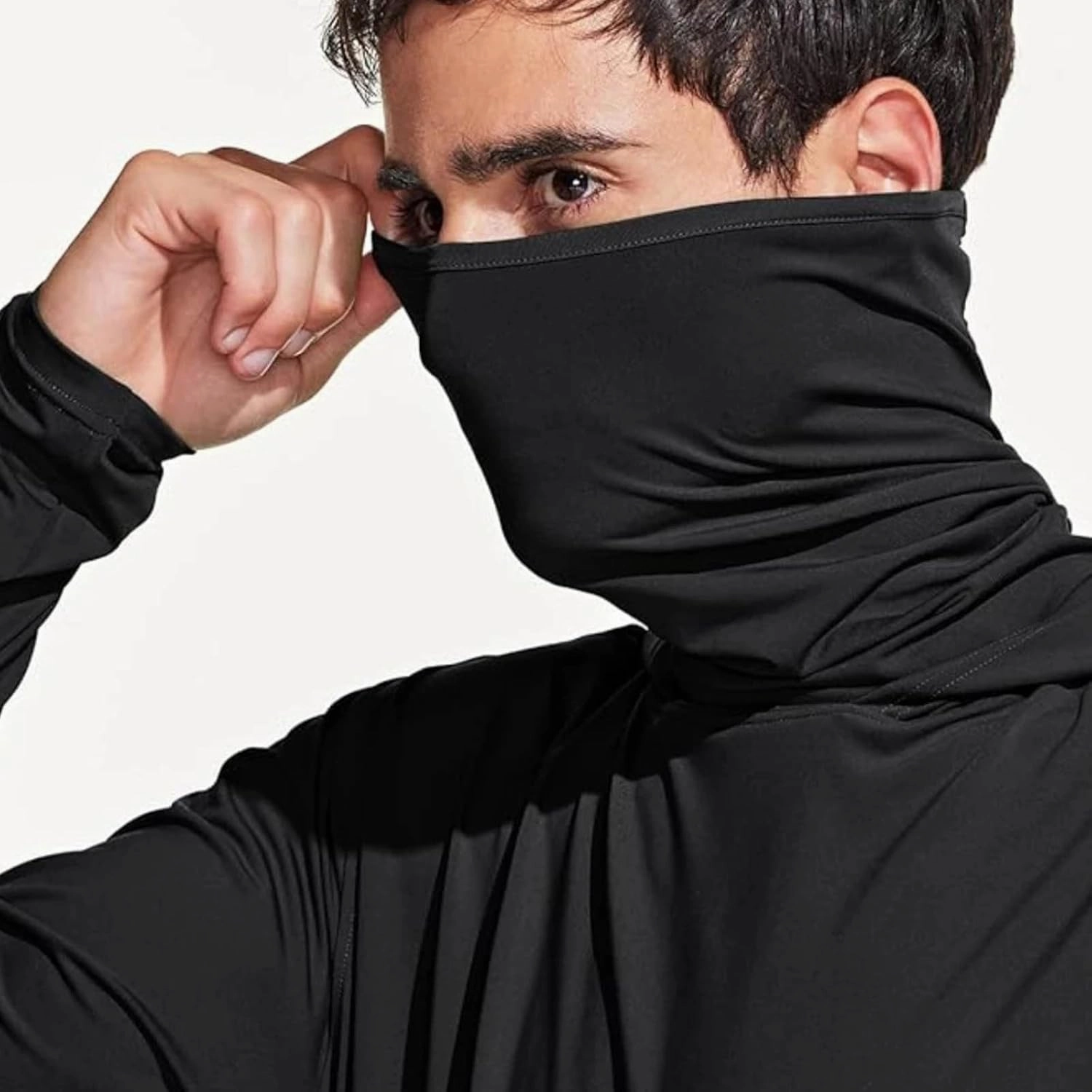 Men's UPF 50  Sun Protection Shirts UV SPF Long Sleeve Hoodies with Mask Summer Outdoor Fishing Rash Guards Shirts