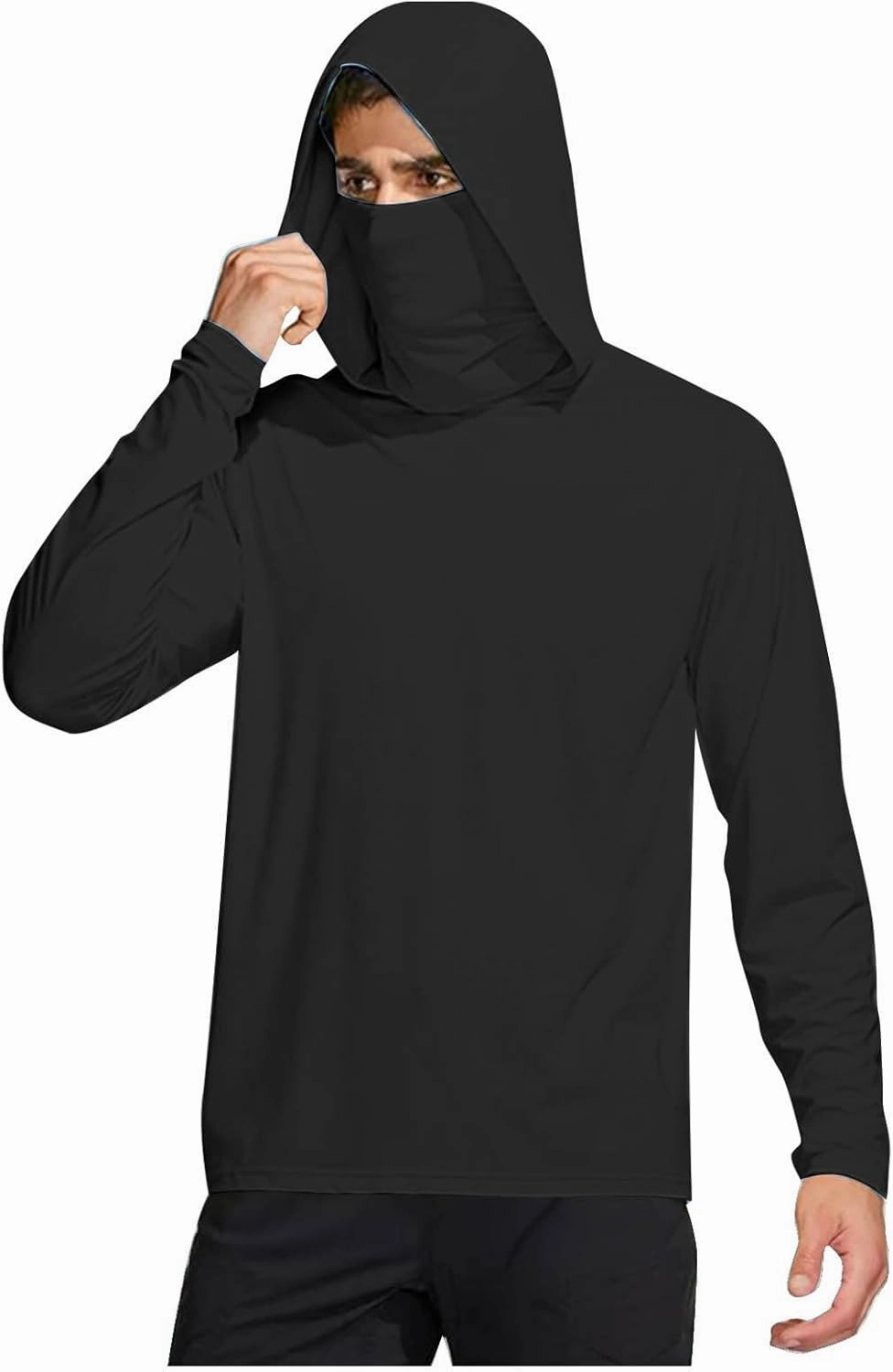 Men's UPF 50  Sun Protection Shirts UV SPF Long Sleeve Hoodies with Mask Summer Outdoor Fishing Rash Guards Shirts