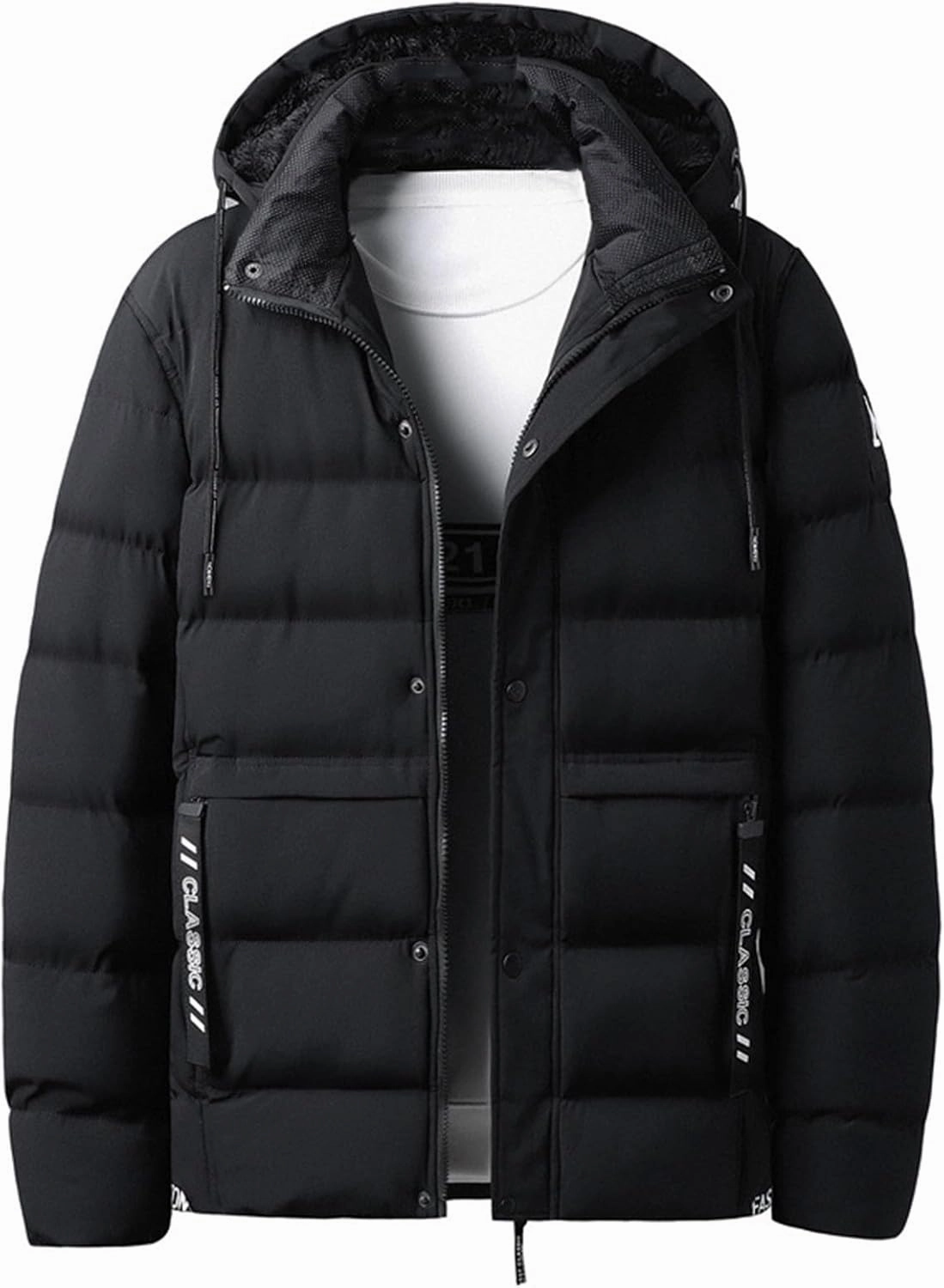 Men's Winter Puffer Jacket Thicken Cotton Down Coat Essentials Lightweight Jacket Travel Padded Jacket