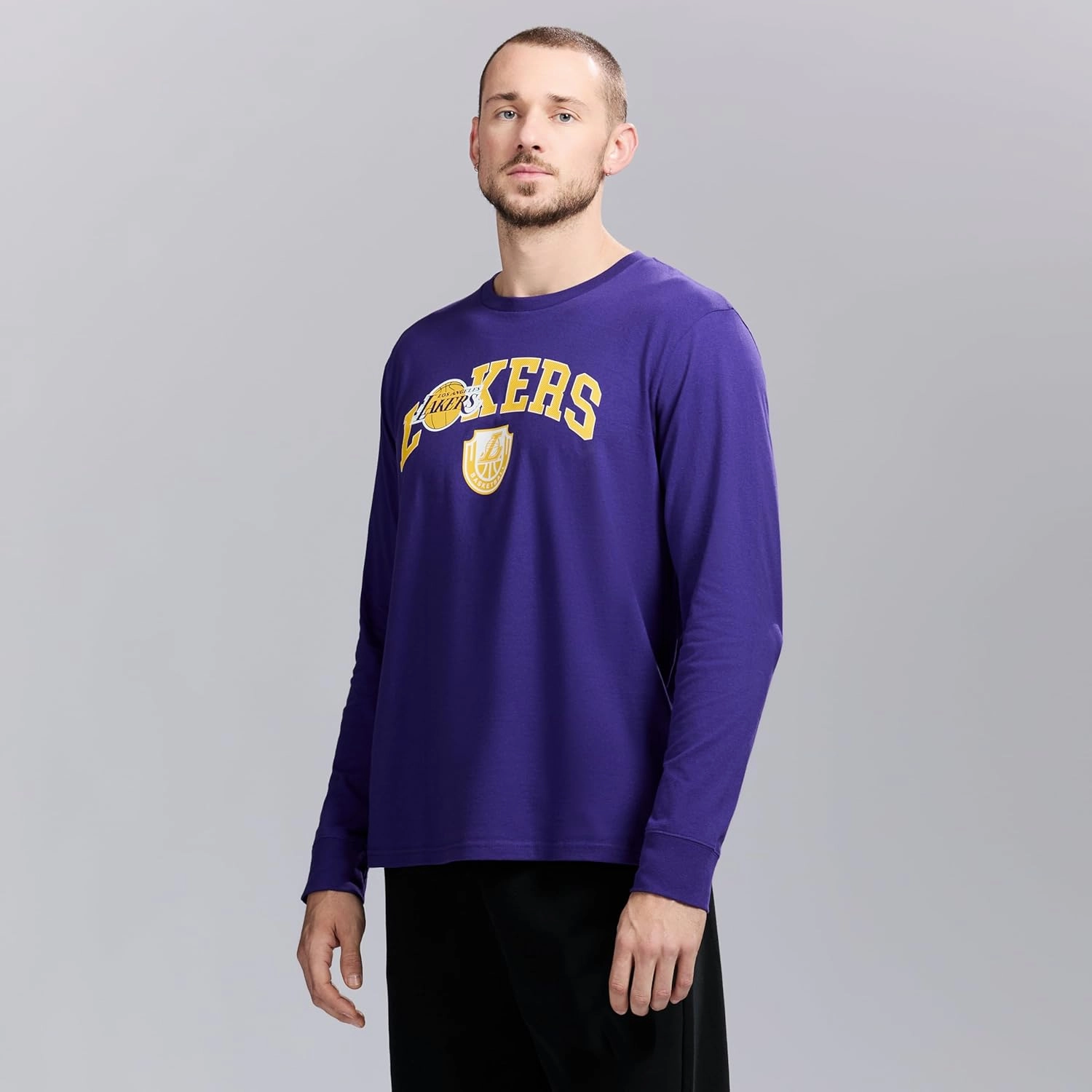Men's X NBA Officially Licensed Graphic Long Sleeve Lightweight Crew Neck Cotton Team T-Shirt