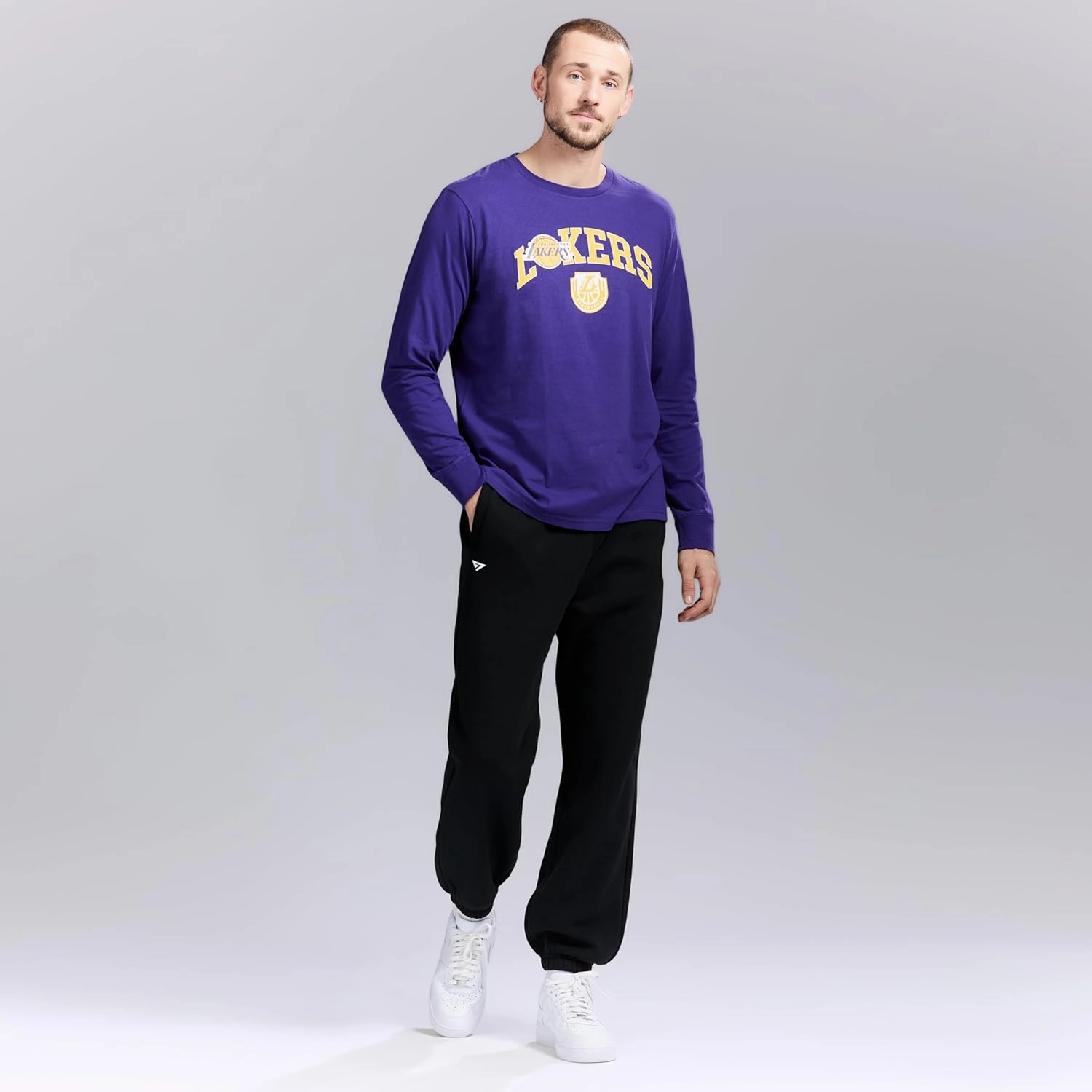 Men's X NBA Officially Licensed Graphic Long Sleeve Lightweight Crew Neck Cotton Team T-Shirt