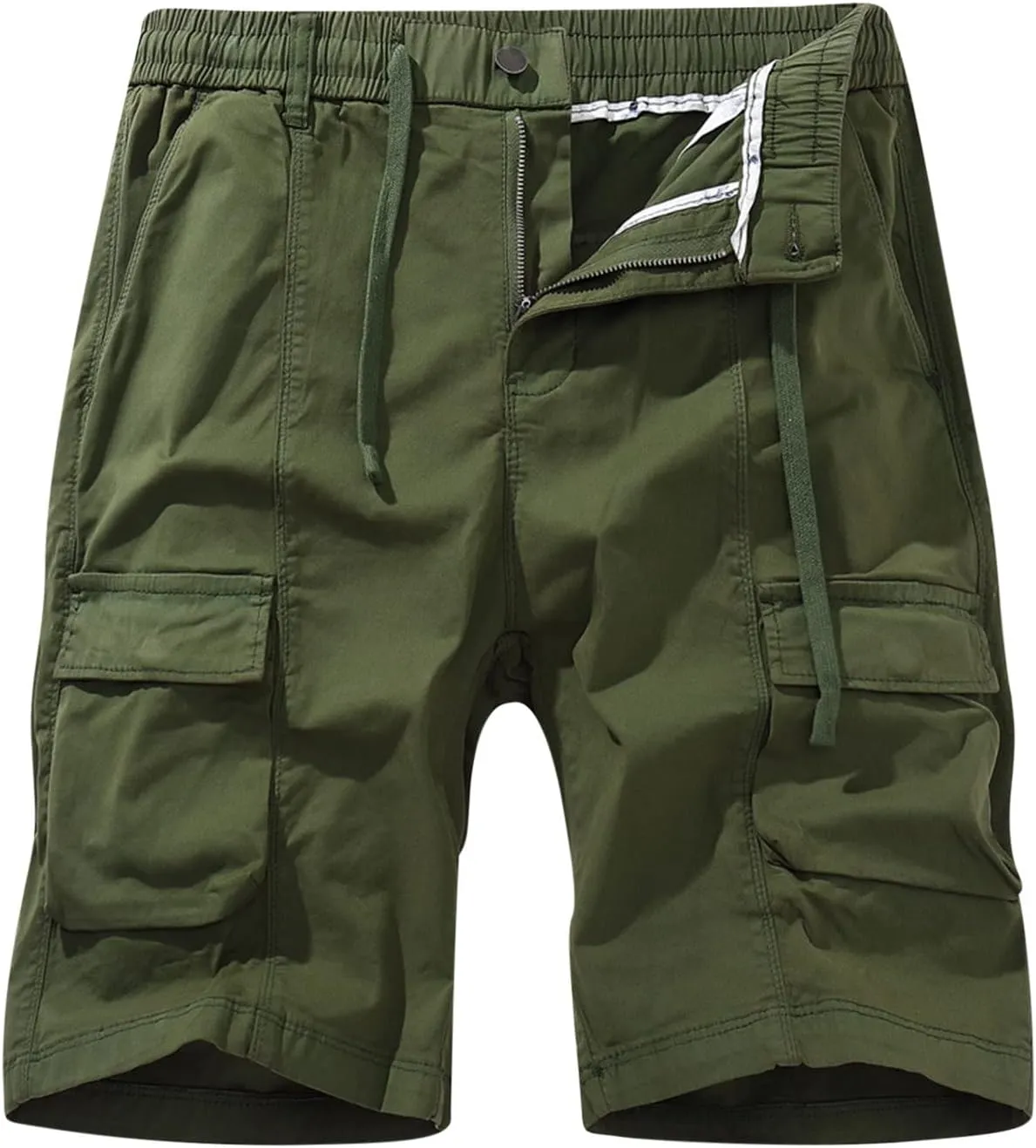 Mens 7 Inch Shorts Casual Drawstring Elastic Waist Cargo Shorts Multi Pockets Regular Big & Tall Utility Shorts