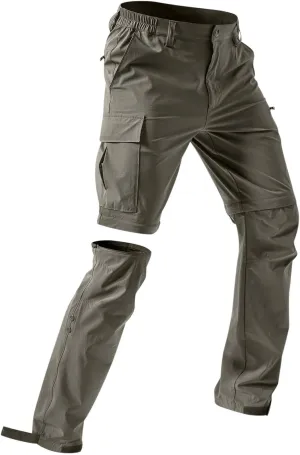 Mens Convertible Hiking Pants Quick Dry Zip Off Lightweight Waterproof Fishing Safari Travel Cargo Pants with Pockets