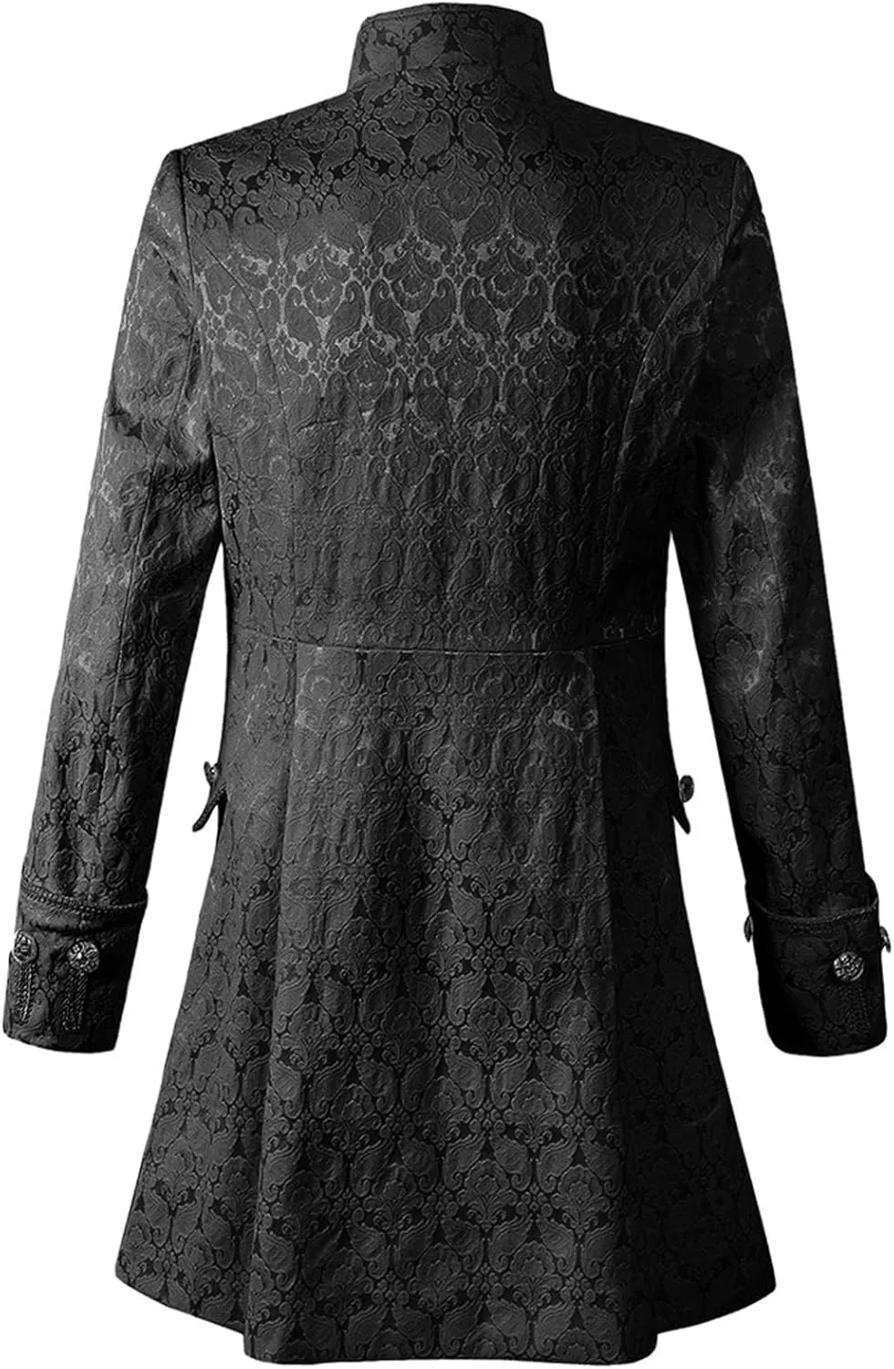 Men's Gothic Coat Jackets Medieval Standing Collar Court Clothing Solid Long Sleeve Retro Outwear Cardigan