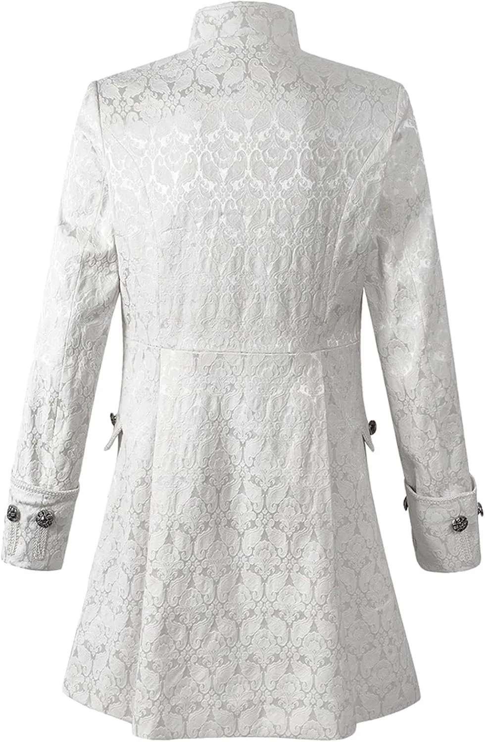 Men's Gothic Coat Jackets Medieval Standing Collar Court Clothing Solid Long Sleeve Retro Outwear Cardigan