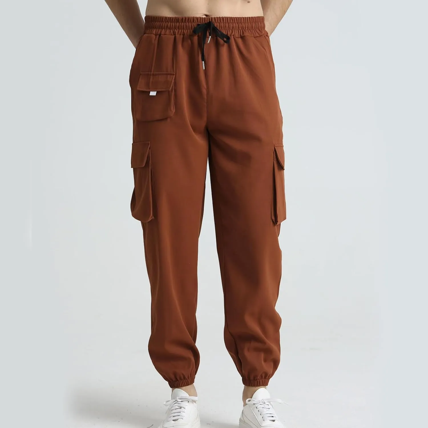 Mens Joggers Casual Relaxed Fit Lightweight Drawstring Cargo Pants with Pocket Sports Athletic Outdoor Sweatpants