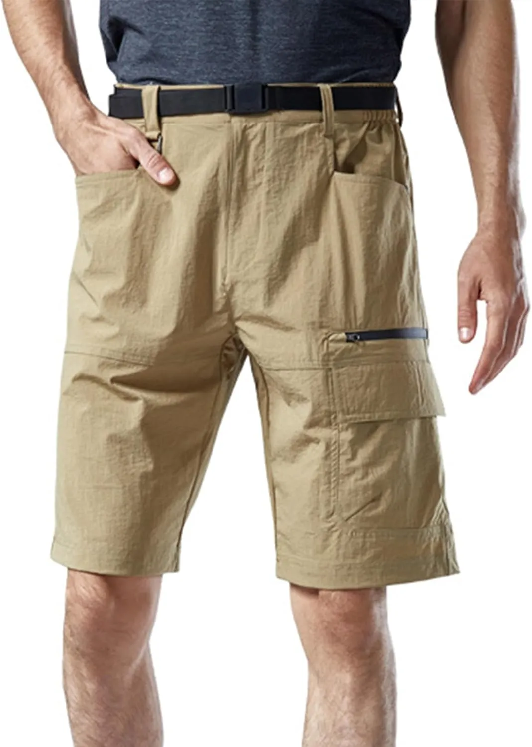 Men's Shorts Casual Cotton Buckle Zipper Multi Pocket Cargo Shorts 6 Inch Inseam Regular Big and Tall Work Shorts