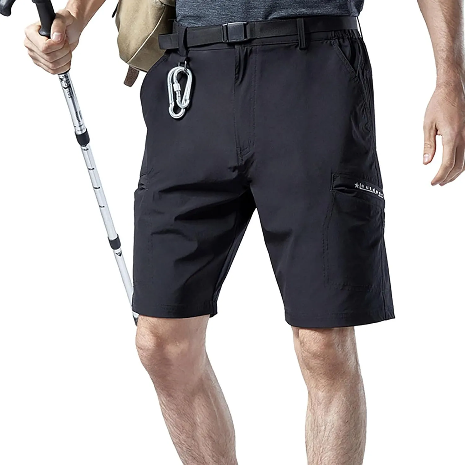 Men's Shorts Casual Cotton Buckle Zipper Multi Pocket Cargo Shorts 6 Inch Inseam Regular Big and Tall Work Shorts