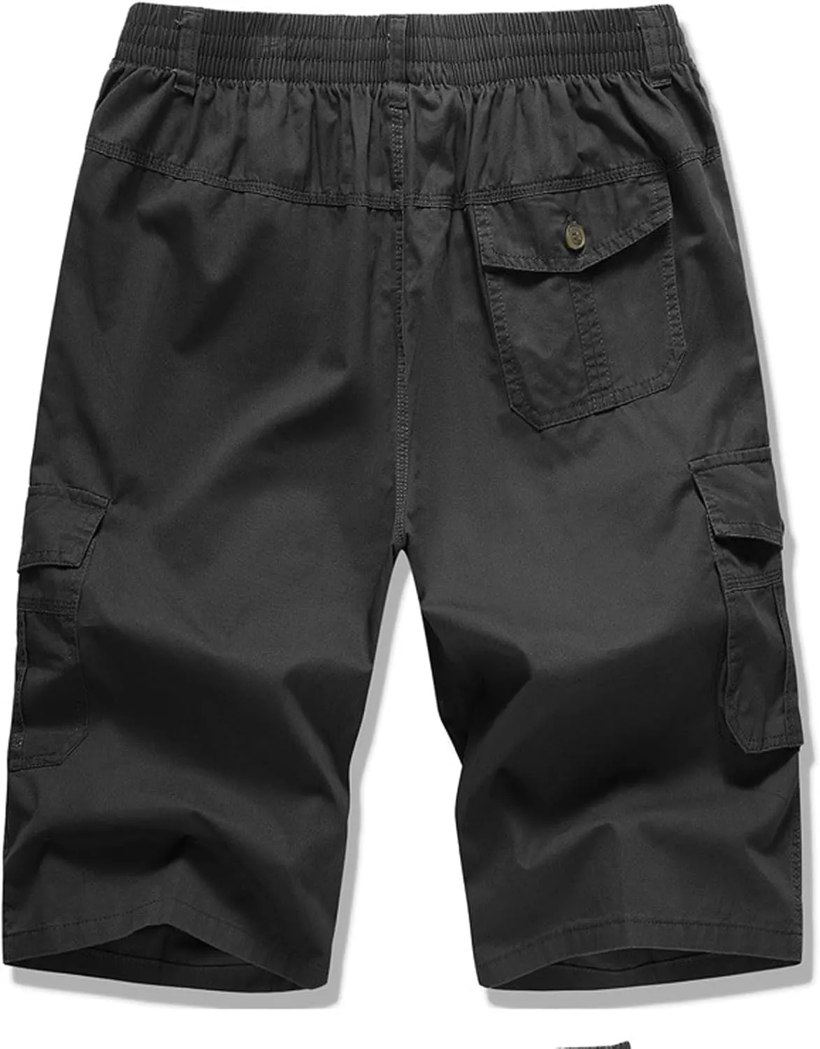 Mens Summer Shorts Loose Fit Cotton Elastic Waist Multi Pockets Cargo Shorts Fashion Outdoor Solid Beach Shorts
