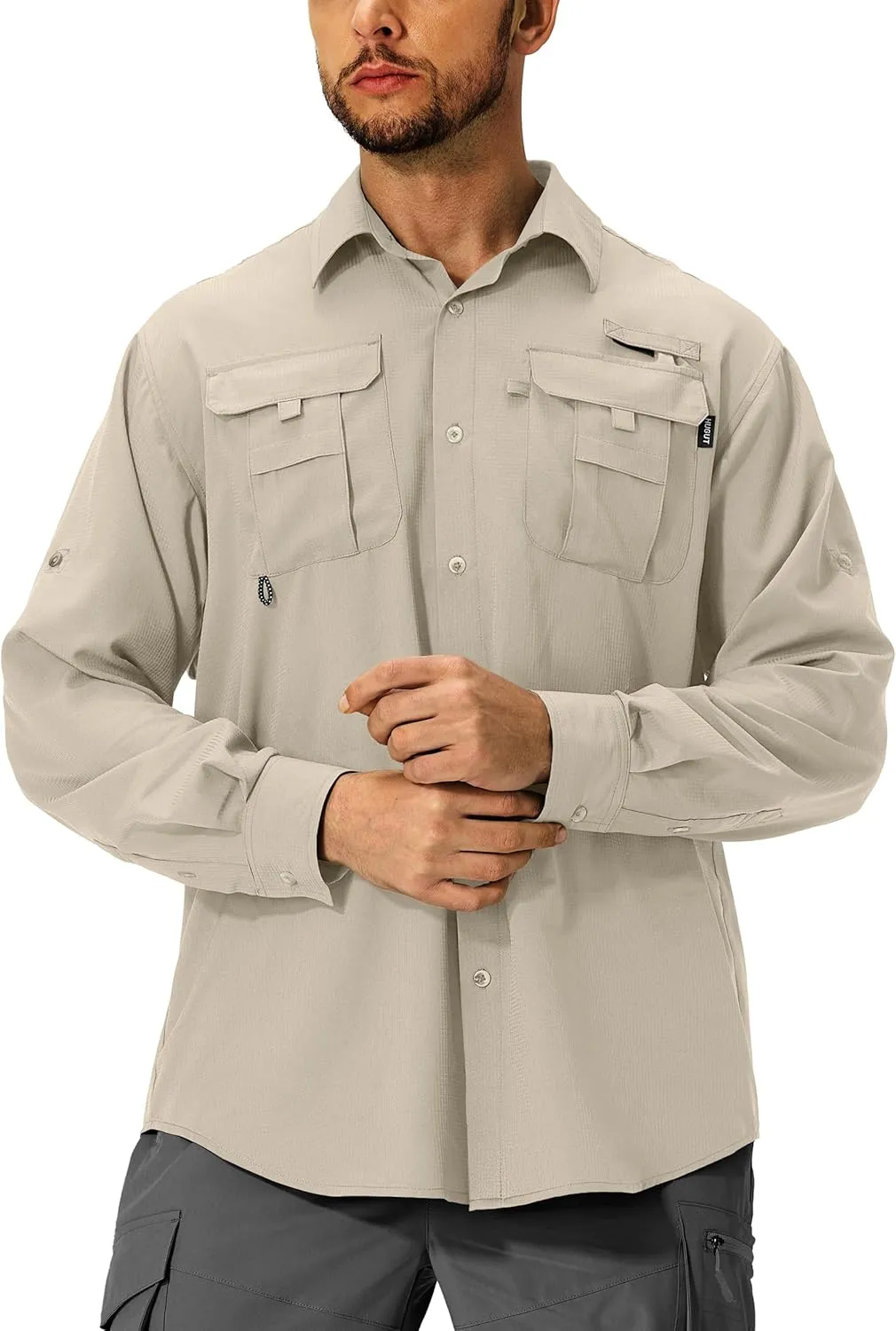 Men's Sun Protection Fishing Shirts Lightweight Long Sleeve UPF 50  Travel Work Hiking Shirts with Pockets