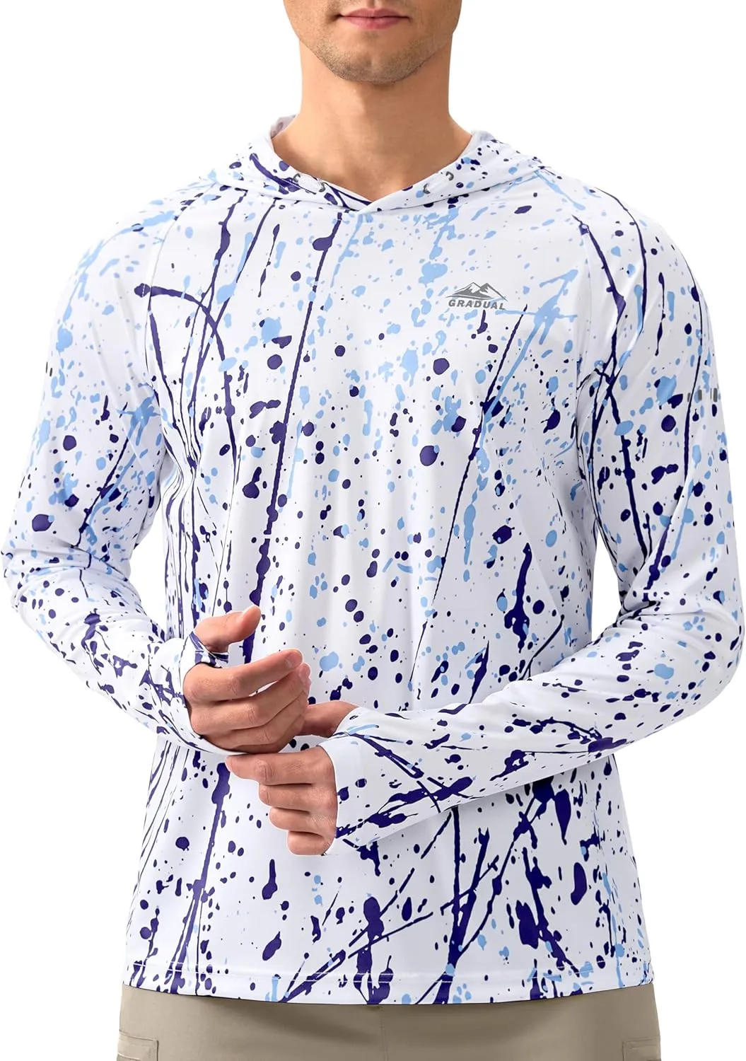 Men's Sun Protection Hoodie Shirt UPF 50  Long Sleeve Fishing Rash Guard UV SPF Summer Lightweight Hiking Shirt for Men
