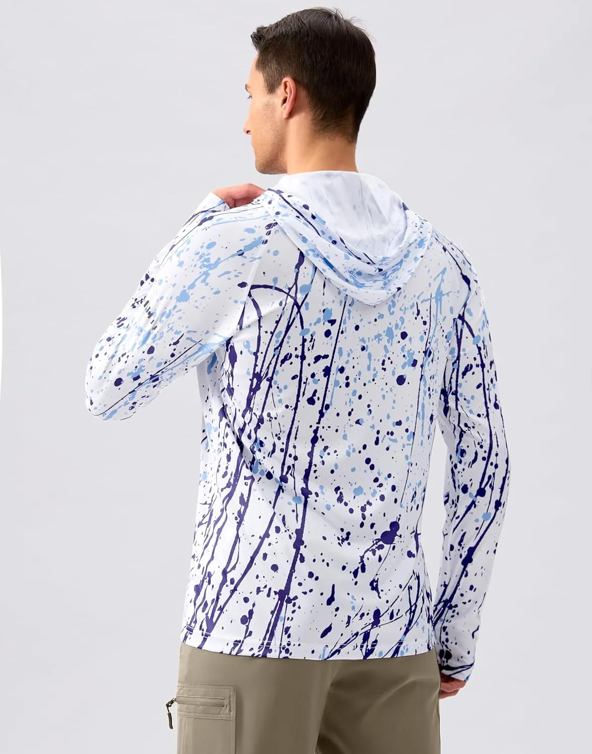 Men's Sun Protection Hoodie Shirt UPF 50  Long Sleeve Fishing Rash Guard UV SPF Summer Lightweight Hiking Shirt for Men