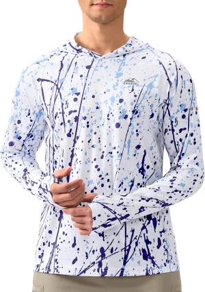 Men's Sun Protection Hoodie Shirt UPF 50  Long Sleeve Fishing Rash Guard UV SPF Summer Lightweight Hiking Shirt for Men