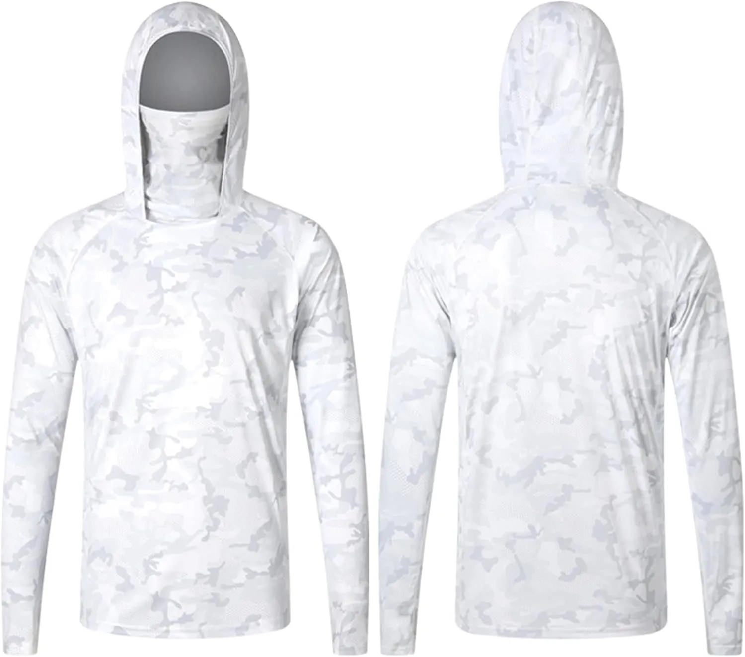 Men's Sun Protection Hoodie Shirts UPF 50  Long Sleeve Rash Guard Performance Hiking Fishing Shirts with Neck Gaiter