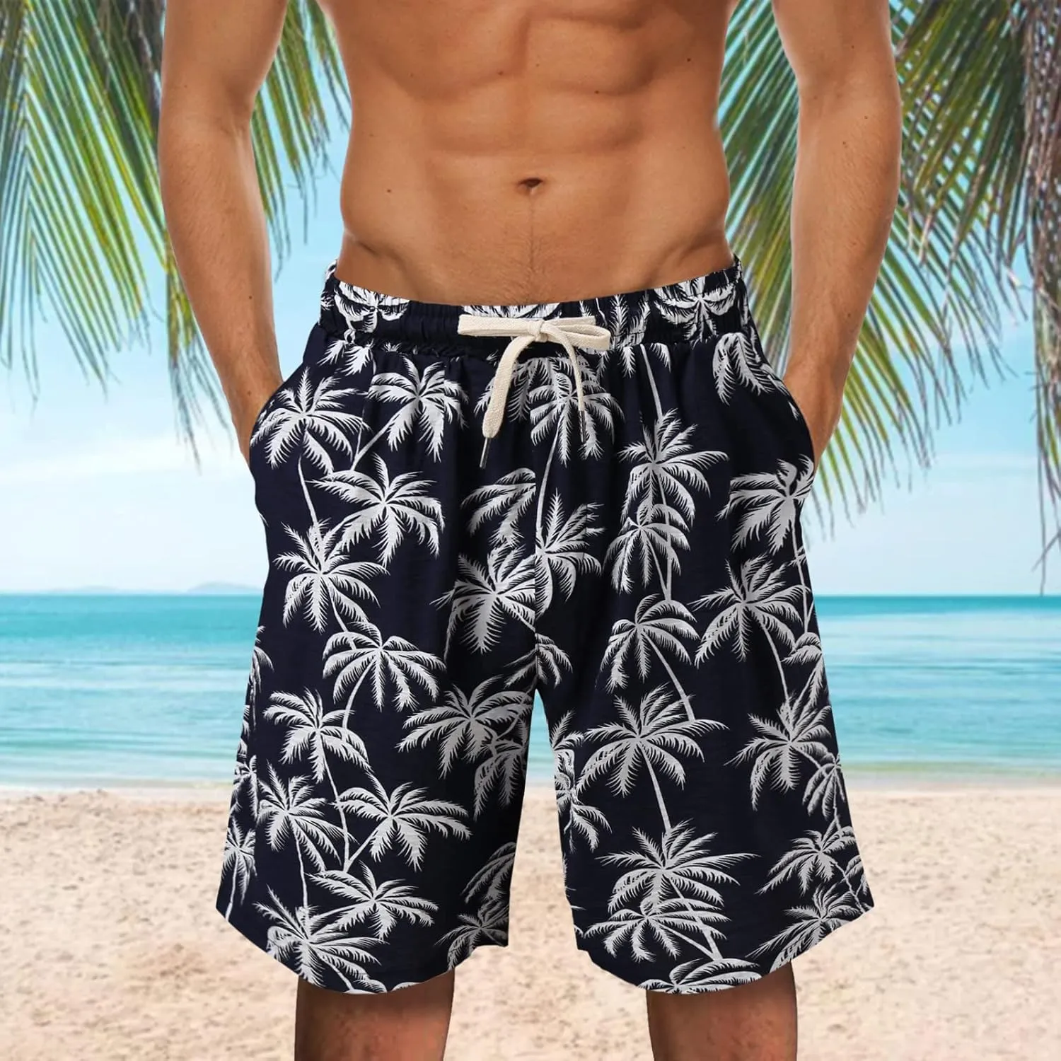 Men's Swim Trunks Quick Dry Bathing Suit Short Fashion Tether Pocket Board Short Pant Swimwear Bathing Suits Funny