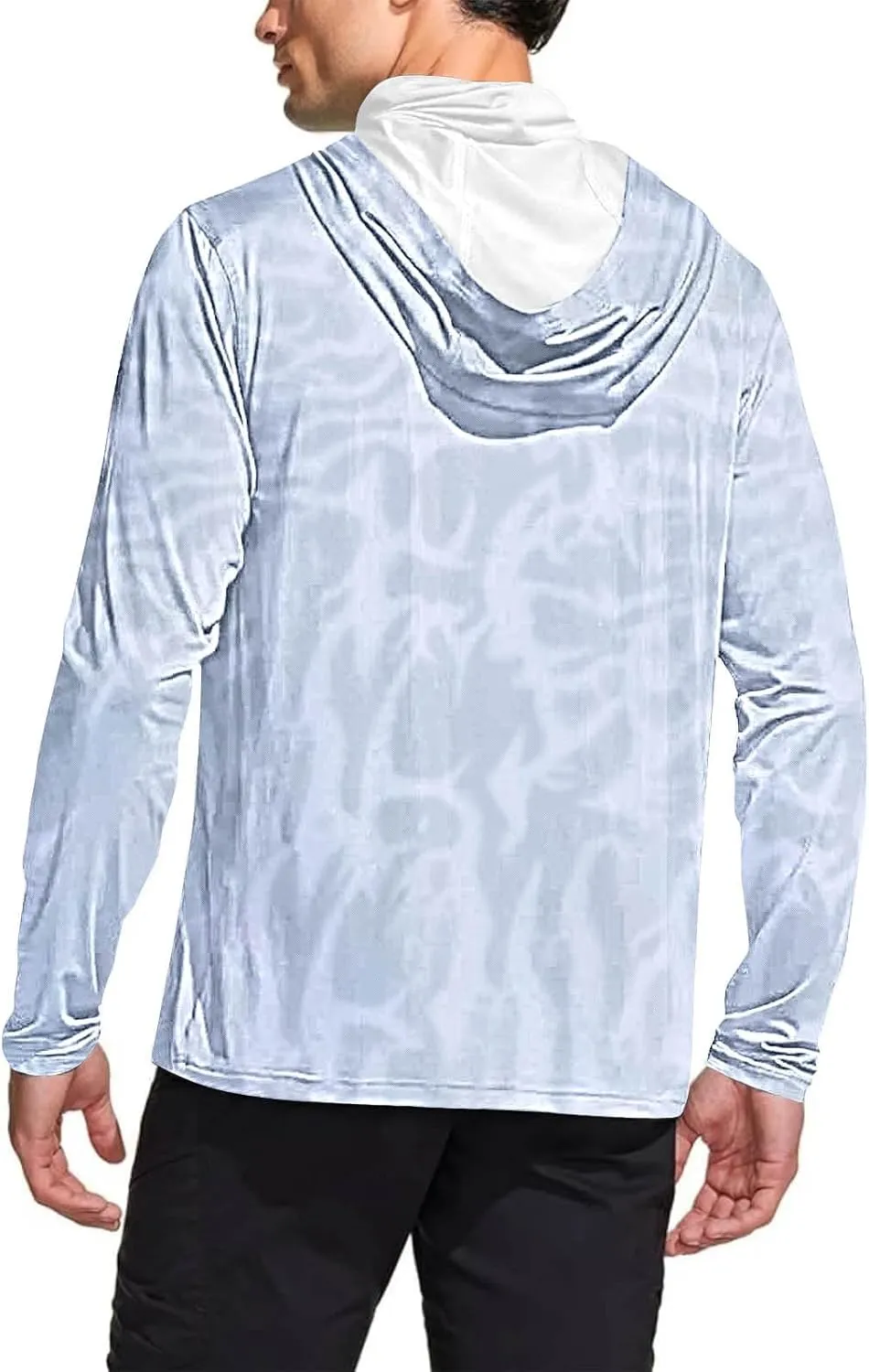 Men's UPF 50  Sun Protection Hoodie with Mask Long Sleeve Rash Guards UV Cooling Lightweight Fishing Hiking Shirts