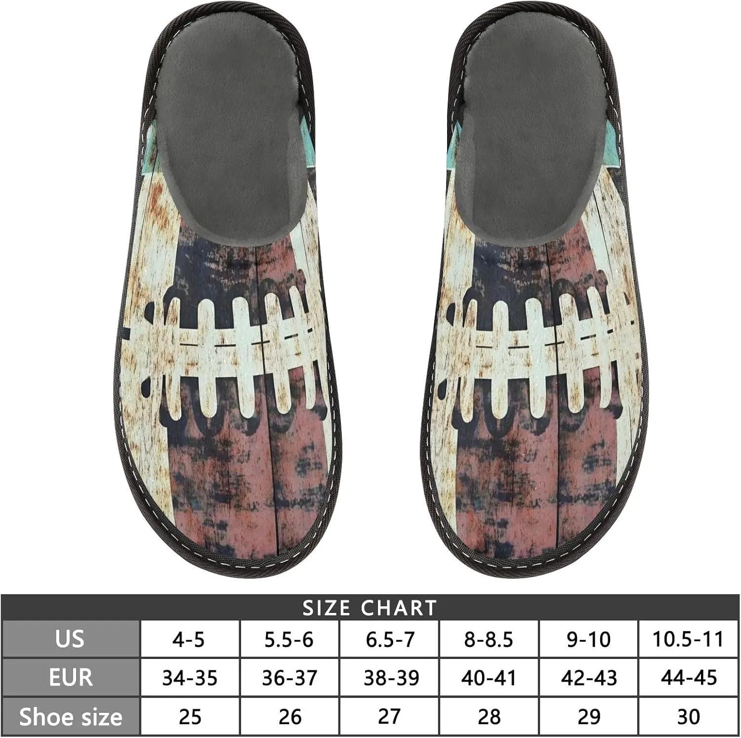 Mens Womens Cozy Memory Foam Scuff Slippers Rugby Rustic Board Cute Indoor/Outdoor Slippers Size 4-5