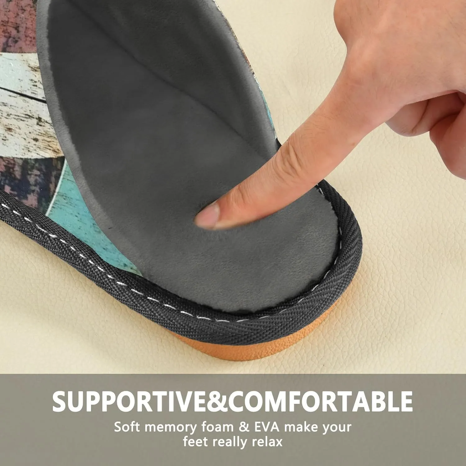 Mens Womens Cozy Memory Foam Scuff Slippers Rugby Rustic Board Cute Indoor/Outdoor Slippers Size 4-5