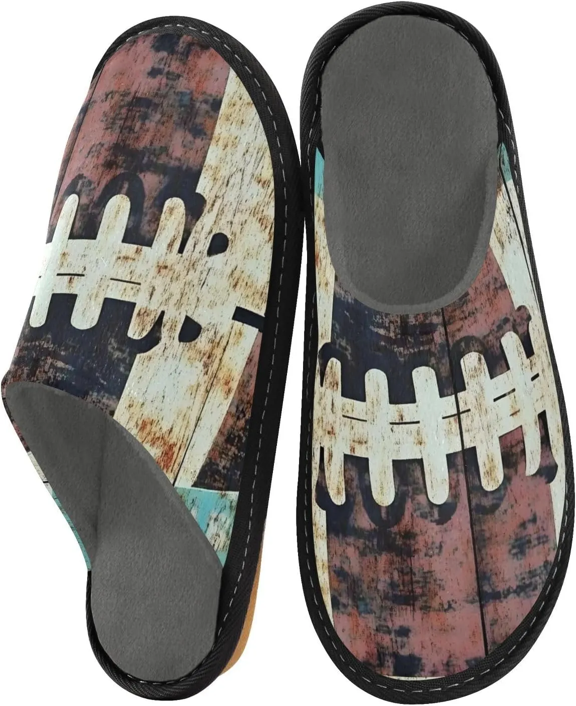 Mens Womens Cozy Memory Foam Scuff Slippers Rugby Rustic Board Cute Indoor/Outdoor Slippers Size 4-5