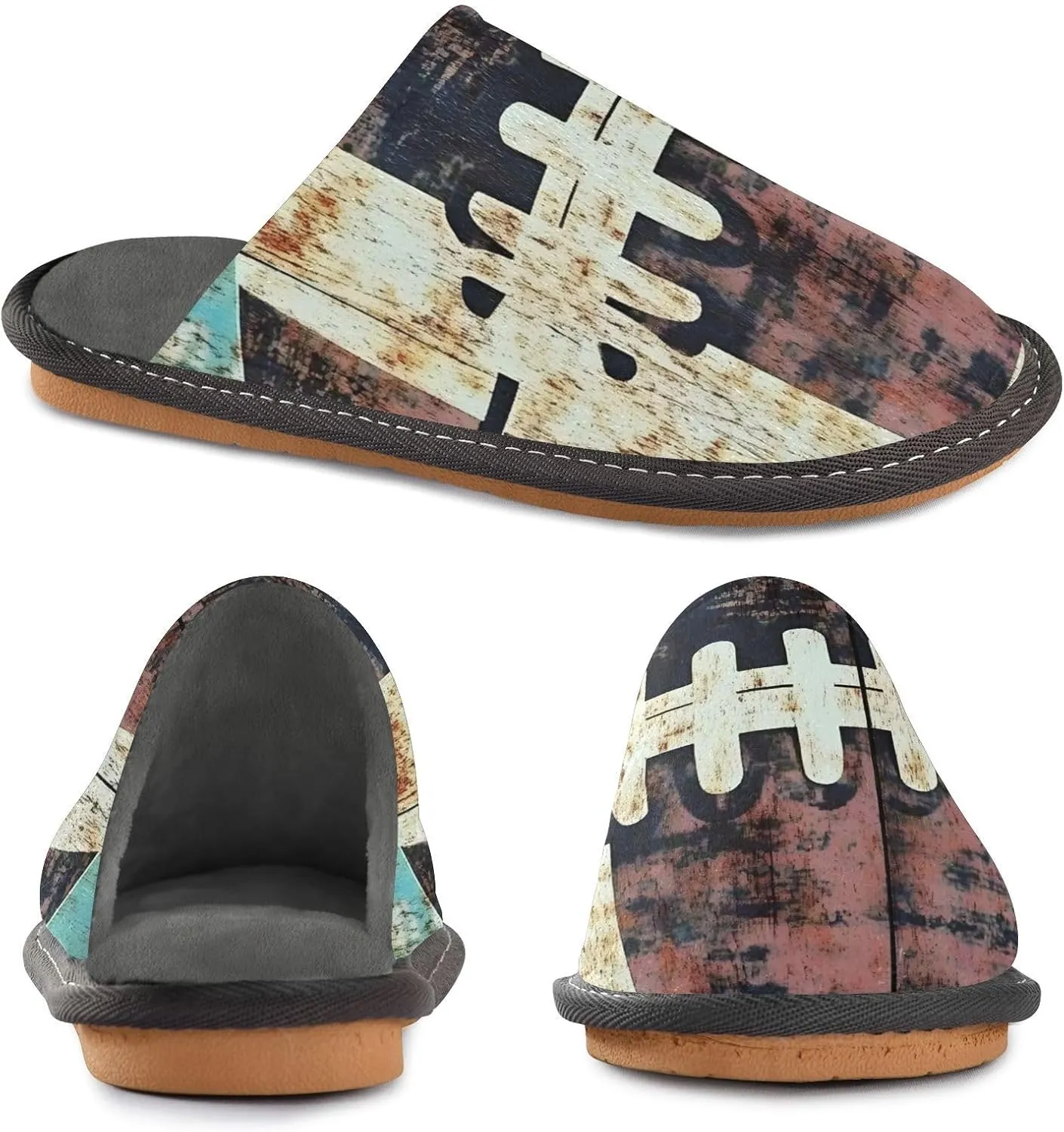 Mens Womens Cozy Memory Foam Scuff Slippers Rugby Rustic Board Cute Indoor/Outdoor Slippers Size 4-5
