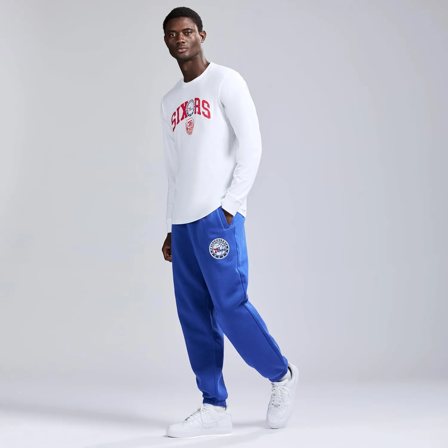 Men's X NBA Officially Licensed Graphic Long Sleeve Lightweight Crew Neck Cotton Team T-Shirt