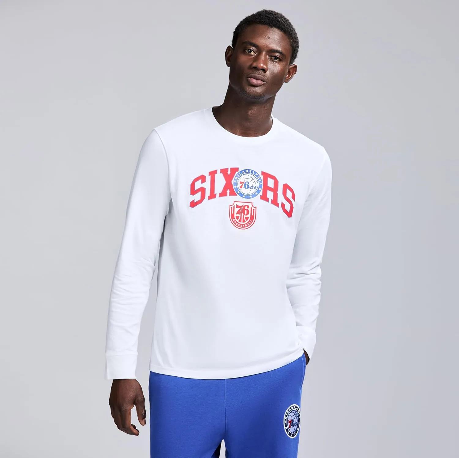 Men's X NBA Officially Licensed Graphic Long Sleeve Lightweight Crew Neck Cotton Team T-Shirt