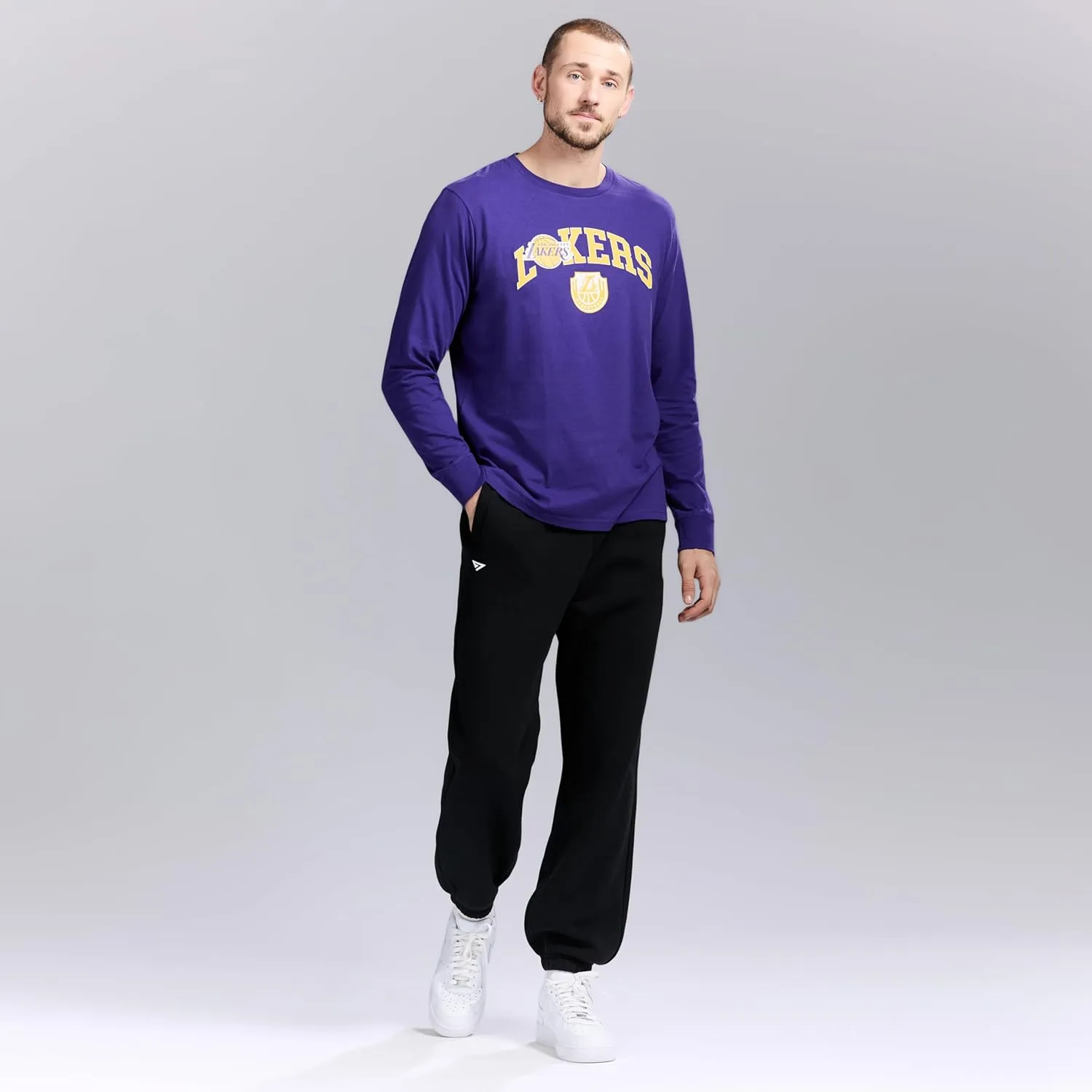 Men's X NBA Officially Licensed Graphic Long Sleeve Lightweight Crew Neck Cotton Team T-Shirt