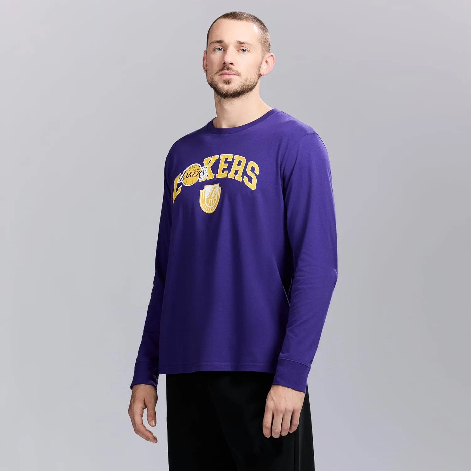 Men's X NBA Officially Licensed Graphic Long Sleeve Lightweight Crew Neck Cotton Team T-Shirt