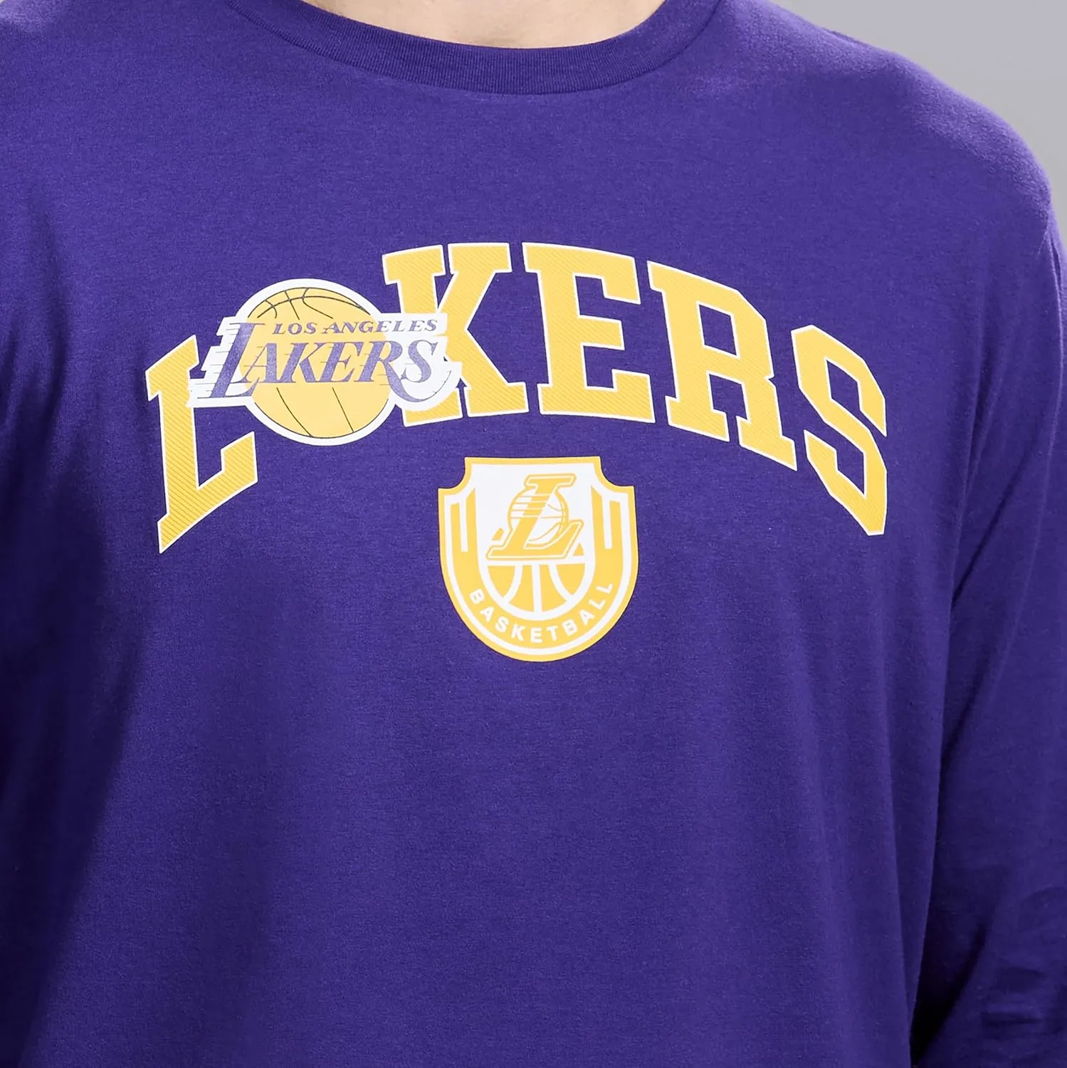 Men's X NBA Officially Licensed Graphic Long Sleeve Lightweight Crew Neck Cotton Team T-Shirt