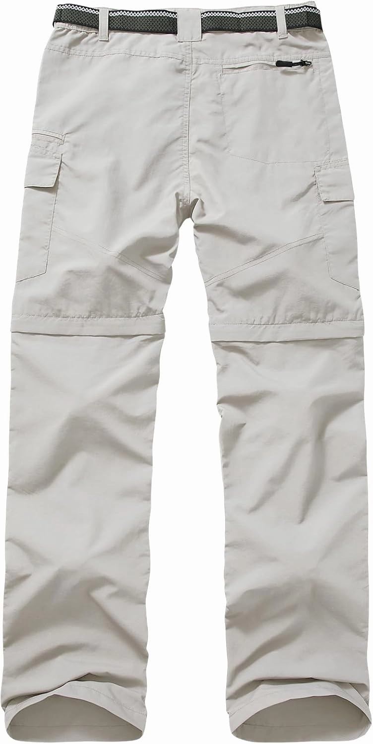 Mens Hiking Convertible Pants Quick Dry Zip Off Lightweight Cargo Fishing Work Pants Trousers with Belt