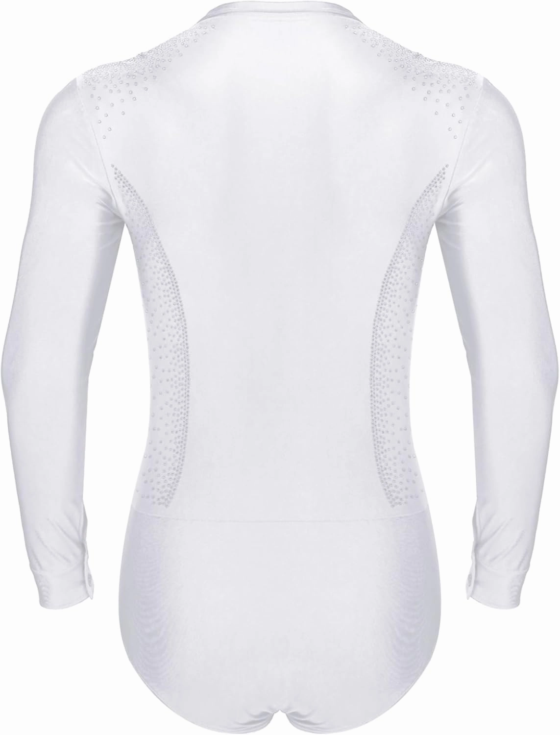 Mens Shiny Rhinestone Latin Dance Leotard Long Sleeve Ballroom Samba Dance Costume