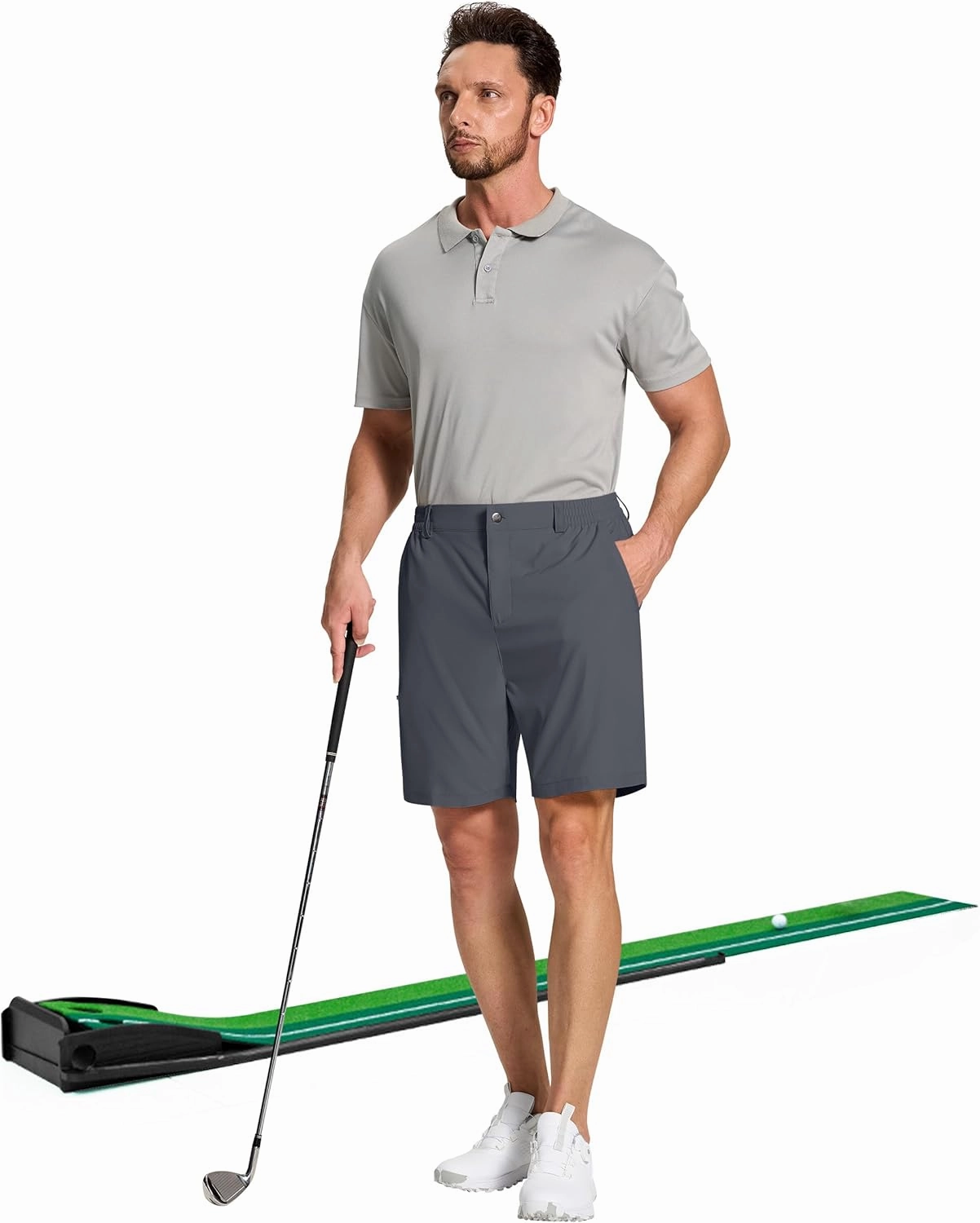Mens Stretch Golf Shorts with 6 Pockets Dry Fit 7 Inch Inseam Lightweight Dress for Hiking Work Casual