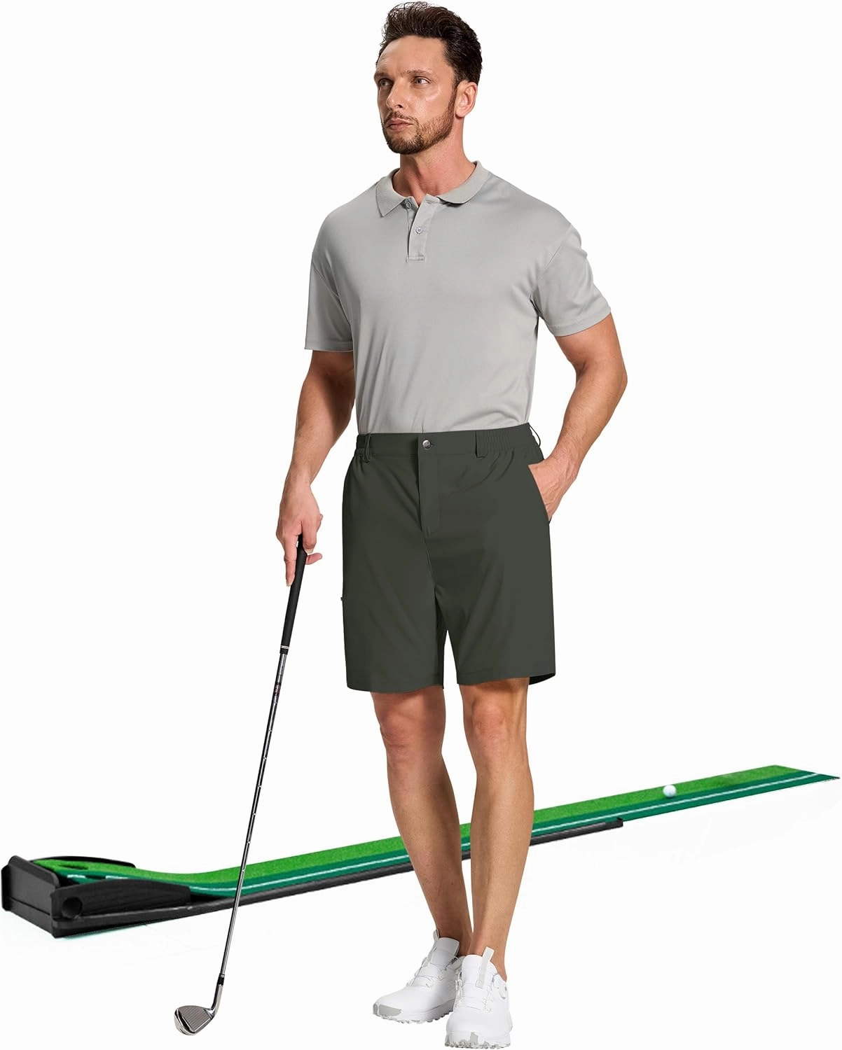 Mens Stretch Golf Shorts with 6 Pockets Dry Fit 7 Inch Inseam Lightweight Dress for Hiking Work Casual