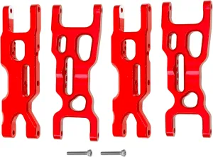 Metal Front & Rear Suspension Arms A-Arms Set Compatible with Losi 1/18 Mini-T 2.0 2WD Stadium RC Truck Hop-Up Parts (Red)